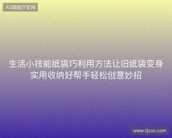 生活小技能纸袋巧利用方法让旧纸袋变身实用收纳好帮手轻松创意妙招