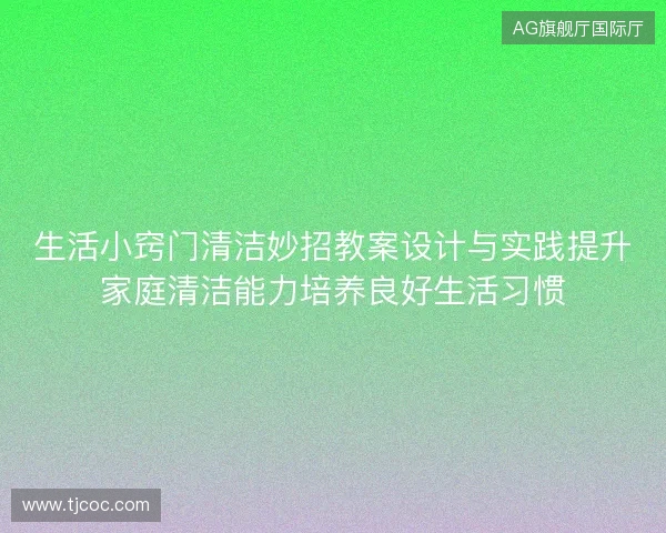 生活小窍门清洁妙招教案设计与实践提升家庭清洁能力培养良好生活习惯