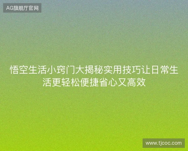 悟空生活小窍门大揭秘实用技巧让日常生活更轻松便捷省心又高效